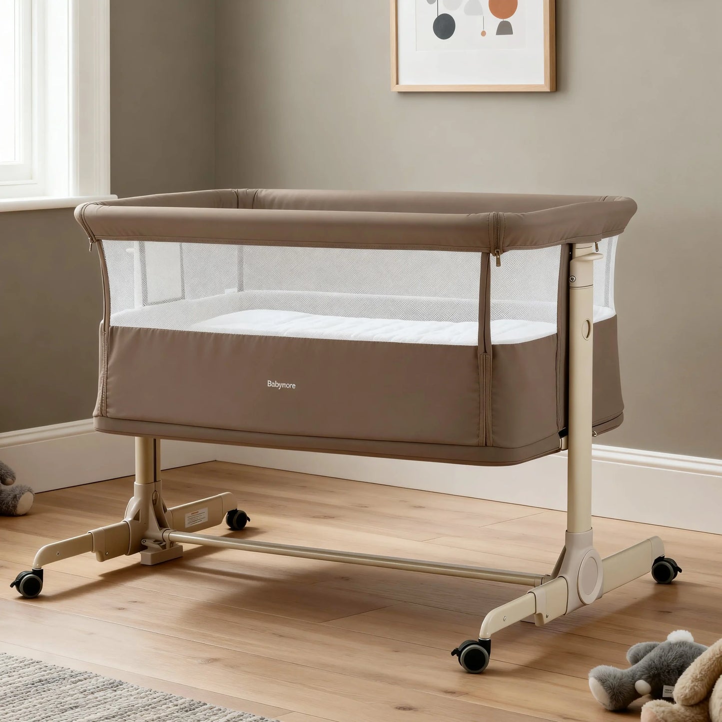 Babymore Neera Bedside Crib – Mocha * JUNE OFFER
