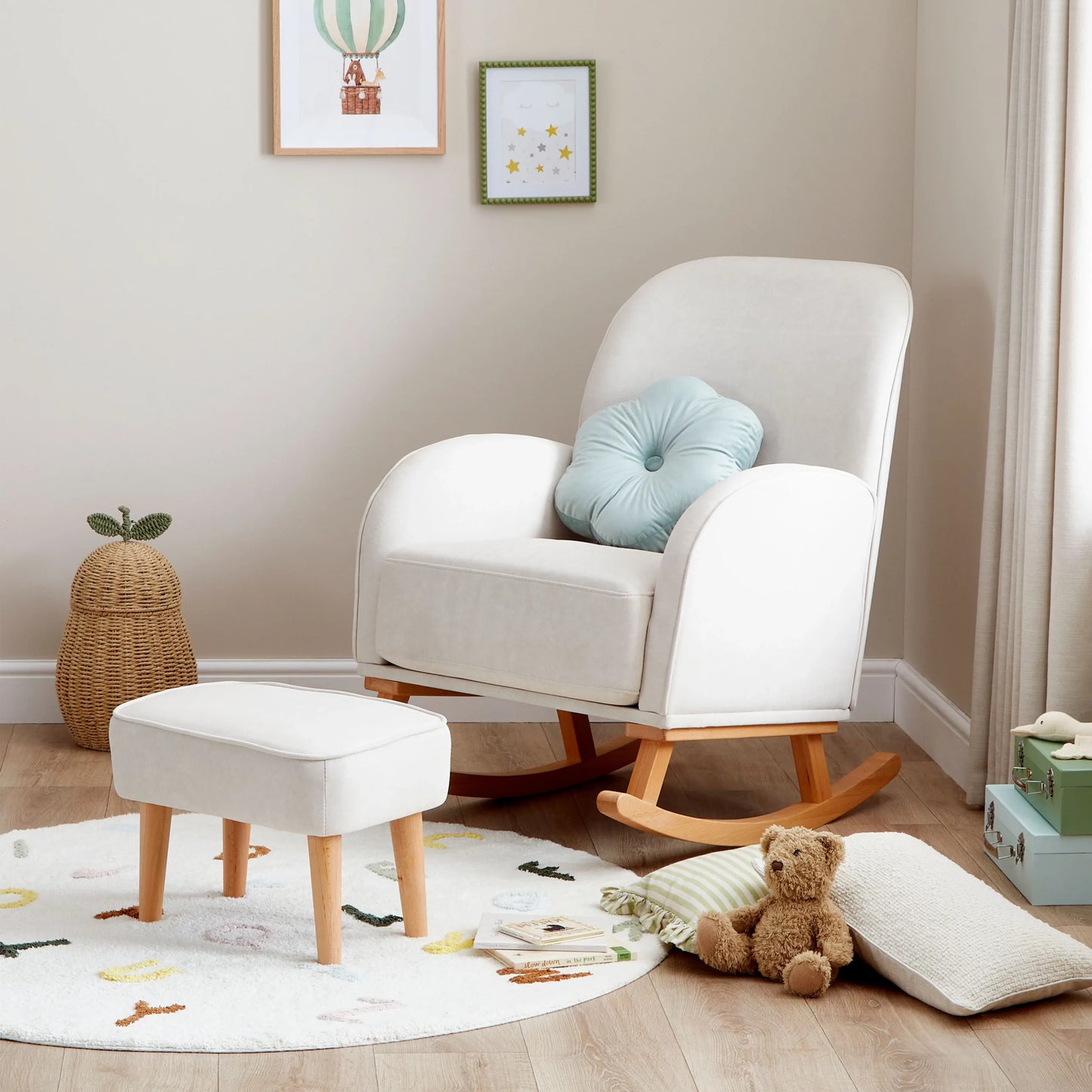 Babymore Freya Nursing Chair with Footstool – Cream