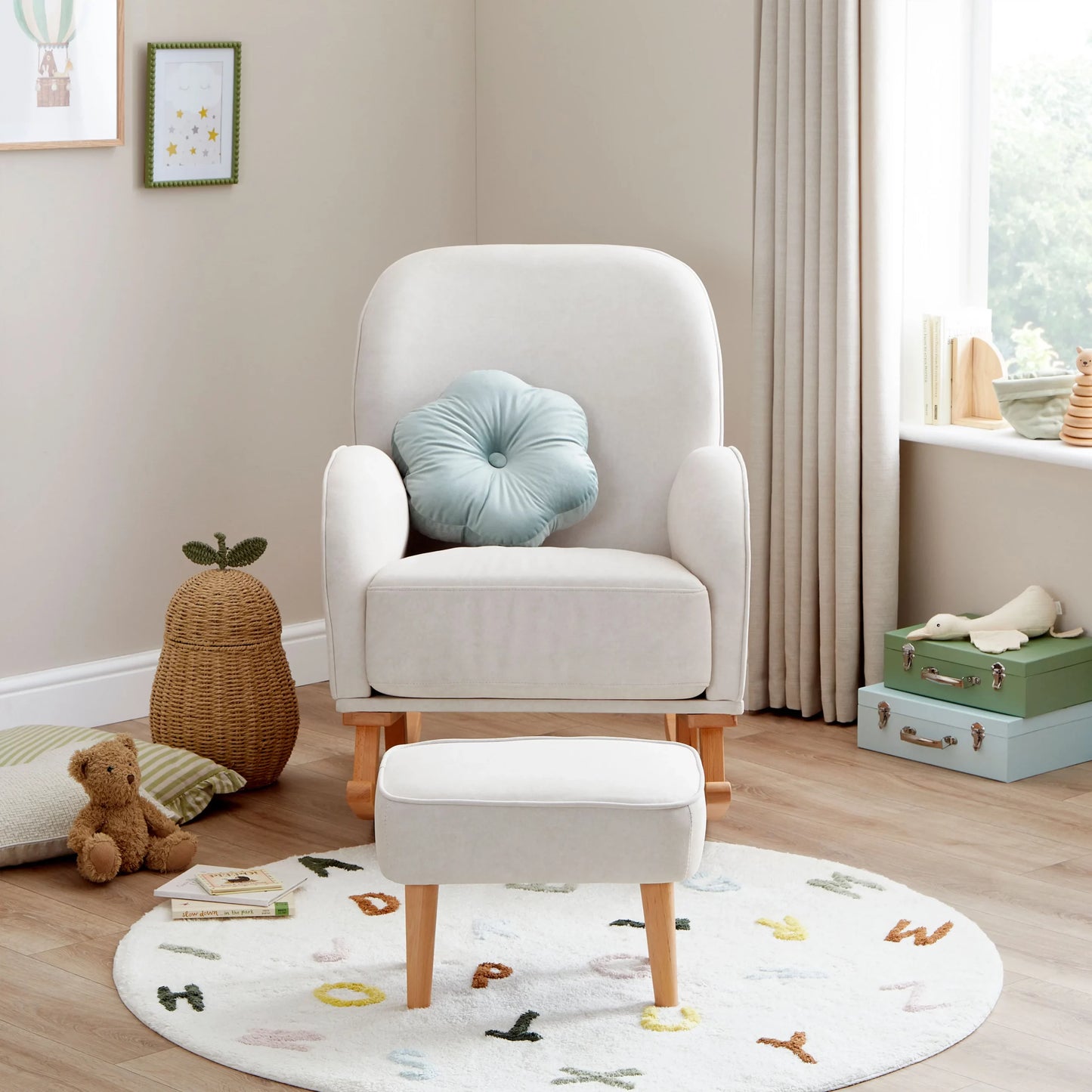 Babymore Freya Nursing Chair with Footstool – Cream