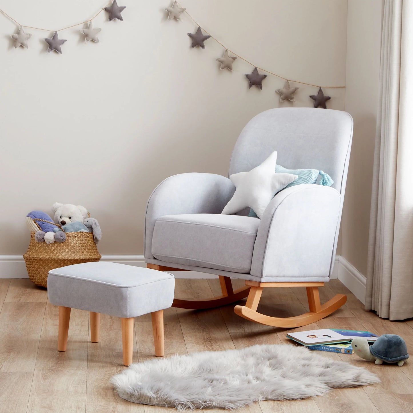 Babymore Freya Nursing Chair with Footstool – Grey