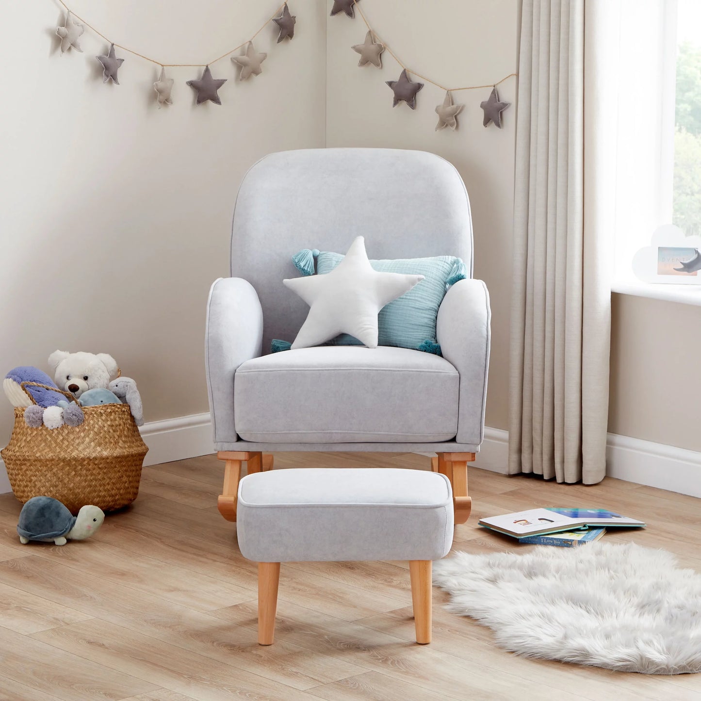 Babymore Freya Nursing Chair with Footstool – Grey