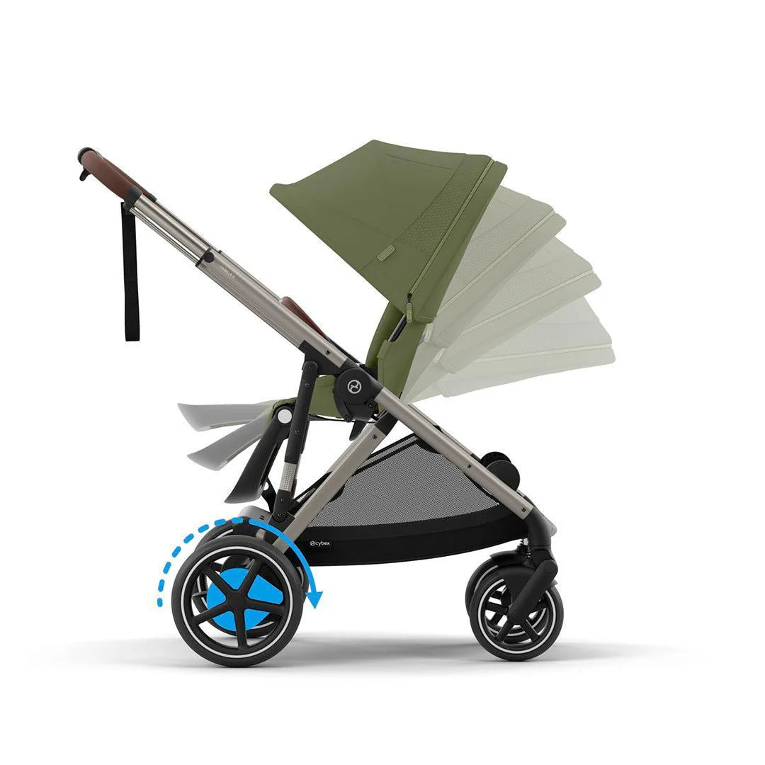 CYBEX e-Gazelle S Pushchair and Carrycot - Moss Green