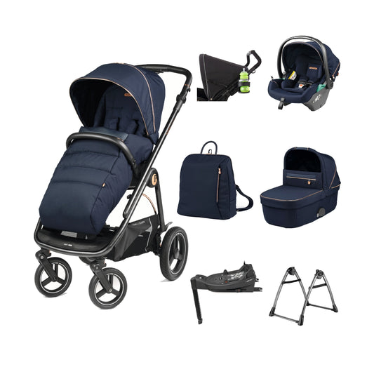 Peg Perego Veloce TC 11 Piece Travel Bundle Blue Shine Inc Reclining Car Seat