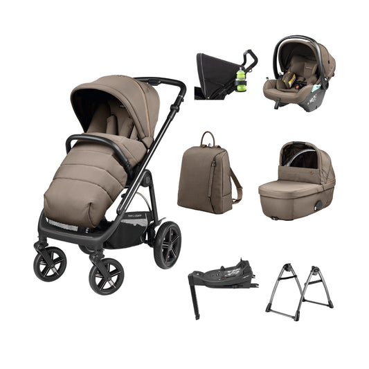Peg Perego Veloce TC 11 Piece Travel Bundle Pine Bark Inc Reclining Car Seat
