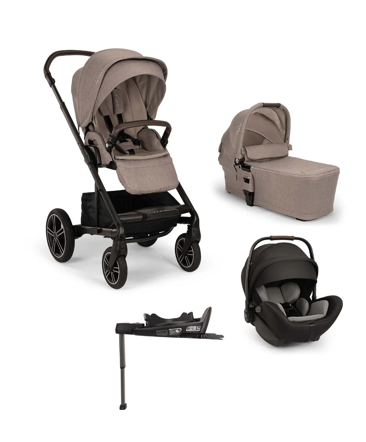 Nuna Mixx Next pushchair bundle Cedar with Arra Flex and base Caviar Open Box New Inside