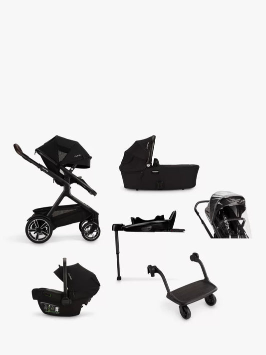 Nuna Demi Next Pushchair, Carrycot and Accessories with PIPA Next Car Seat Bundle, Caviar