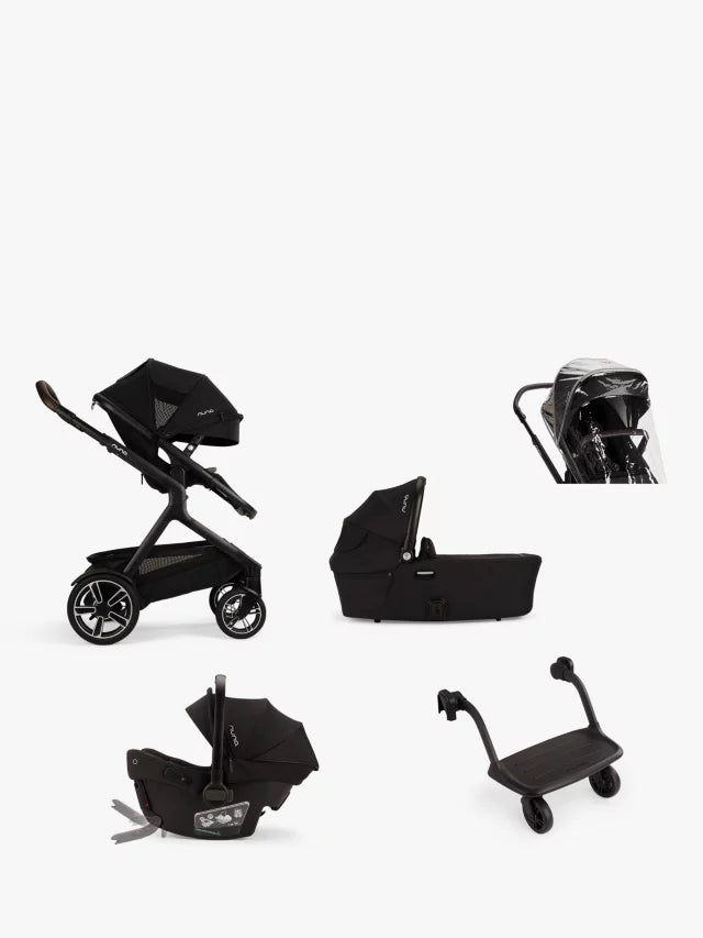 Nuna Demi Next Pushchair, Carrycot and Accessories with PIPA Urbn Car Seat Bundle, Caviar