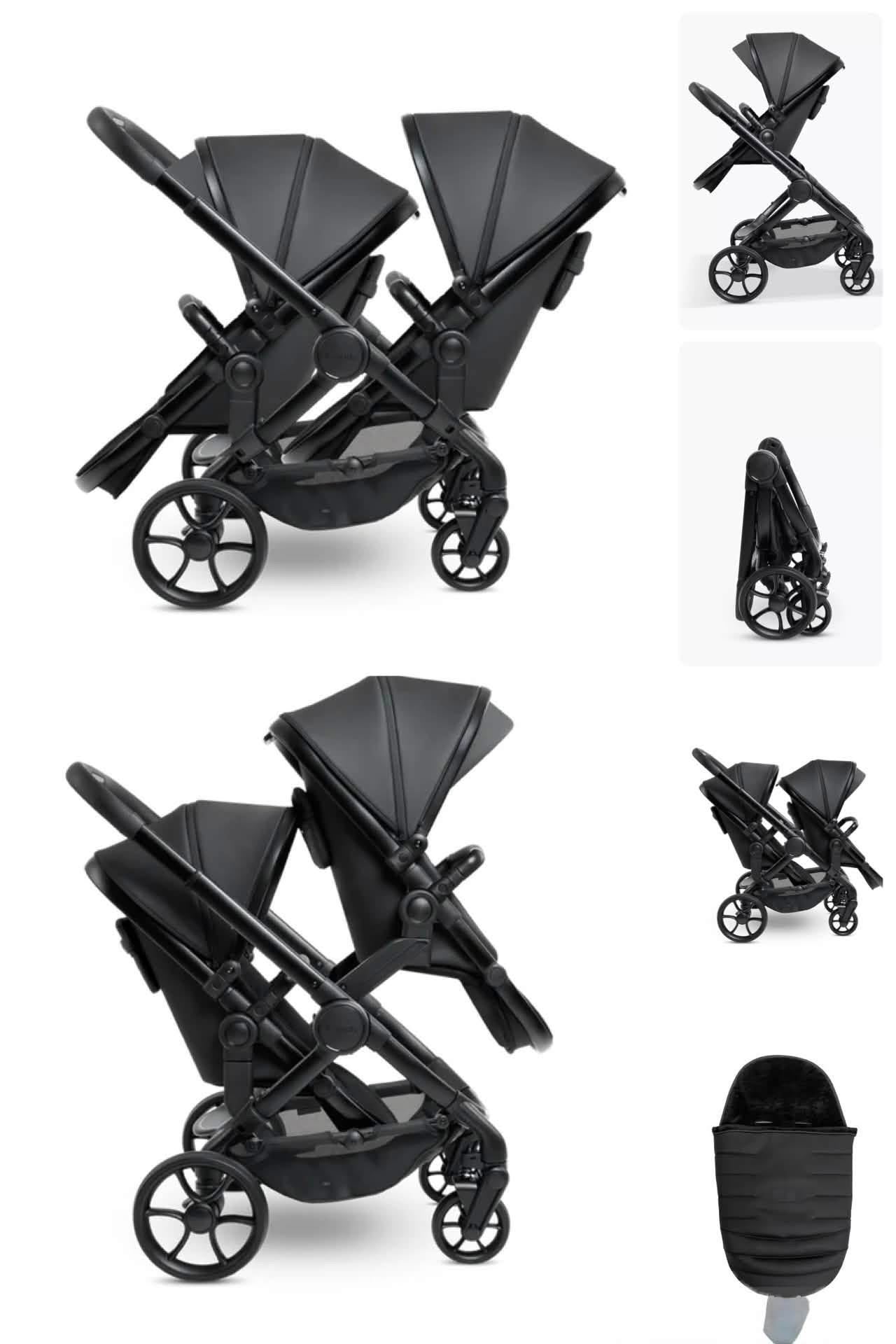 Icandy Peach 7 Twin Seat Bundle Studio With 2 Luxury Footmuffs