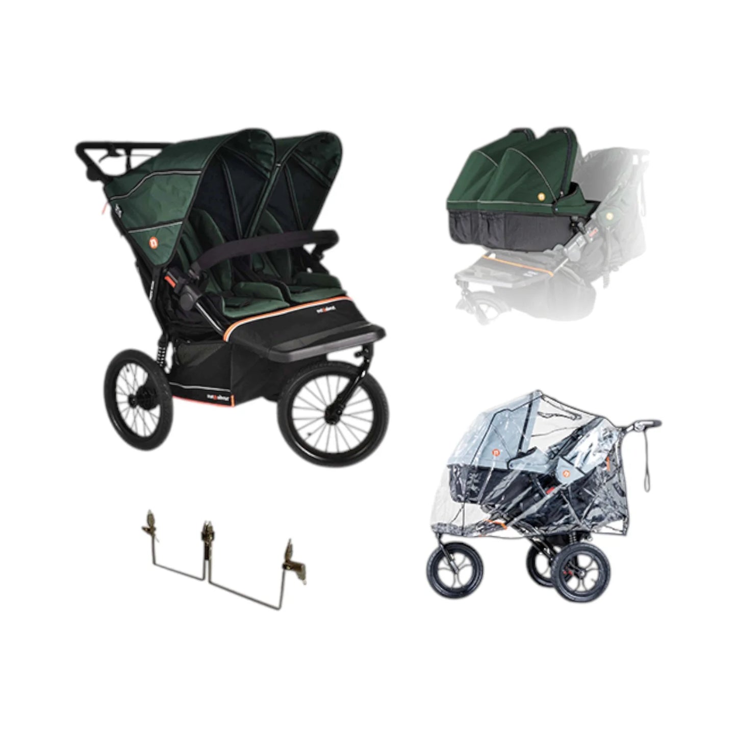 Out n About Nipper Double V6 Plus Twin Bundle Sycamore Green