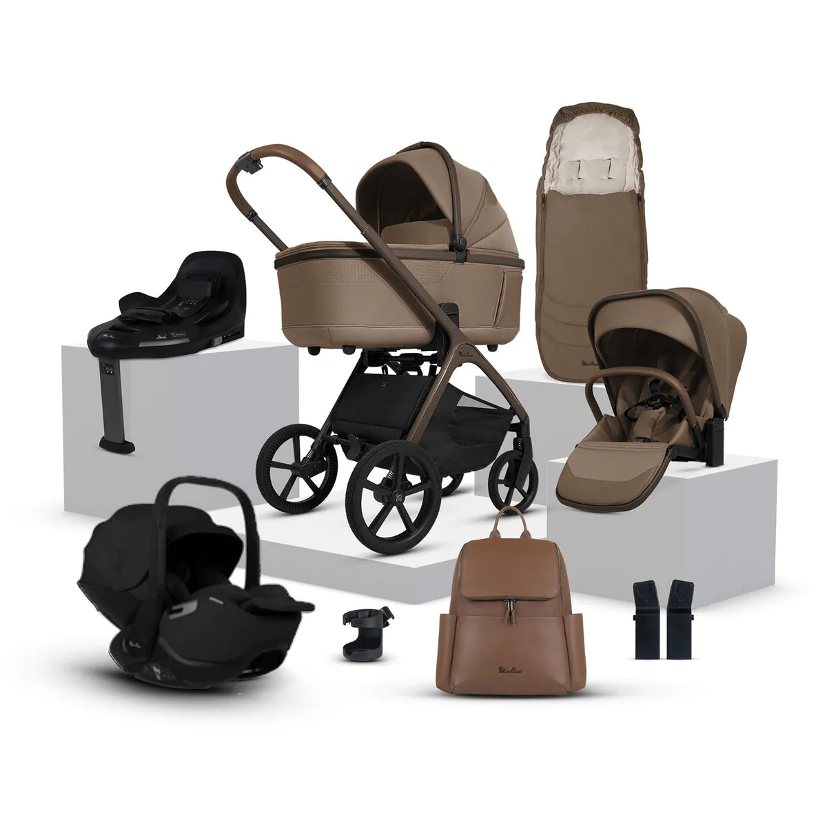 Silver Cross Cove Maple Travel System Ultimate 360 Infant Carrier Bundle (10 piece) Black Car Seat