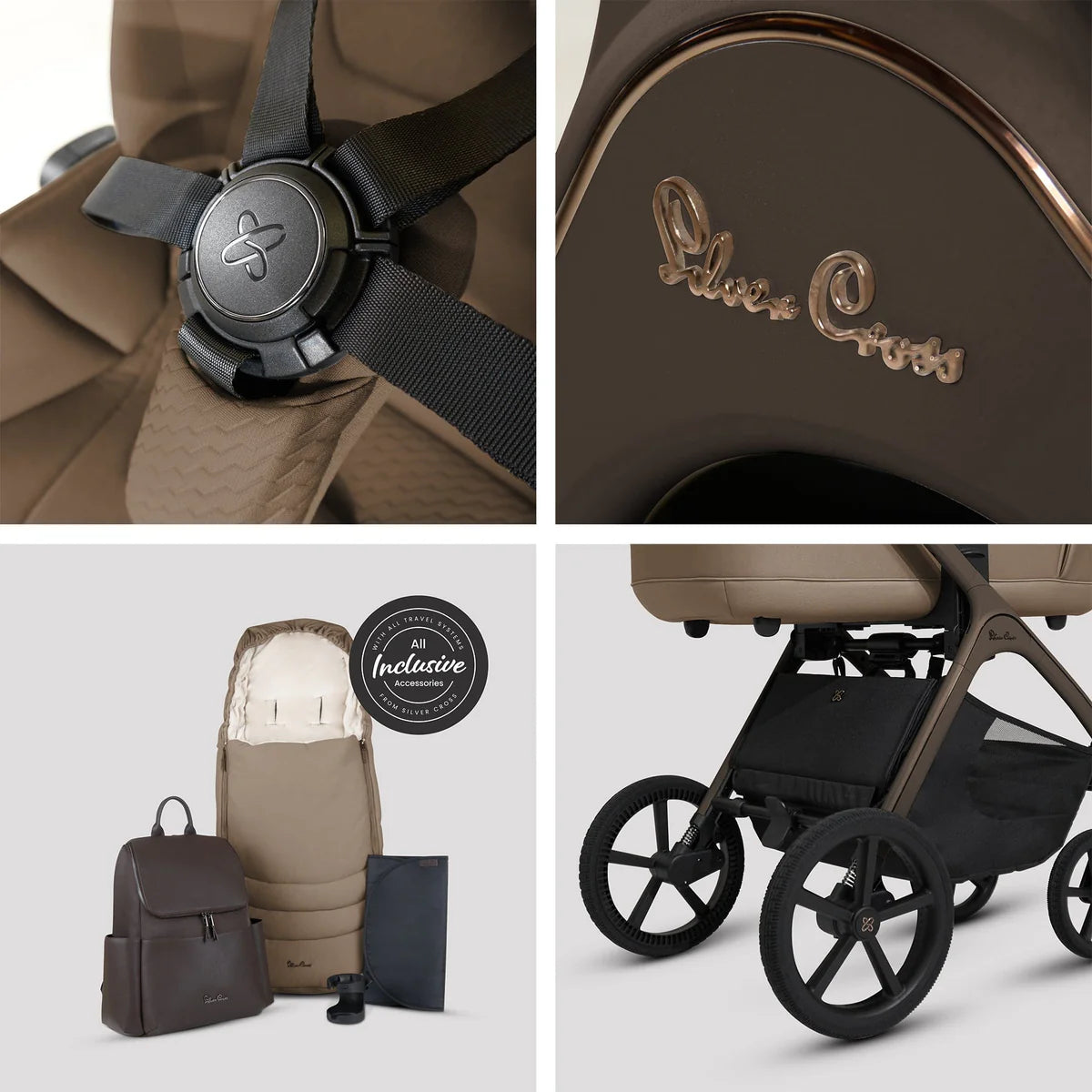 Silver Cross Cove Maple Travel System Ultimate 360 Infant Carrier Bundle (10 piece) Black Car Seat