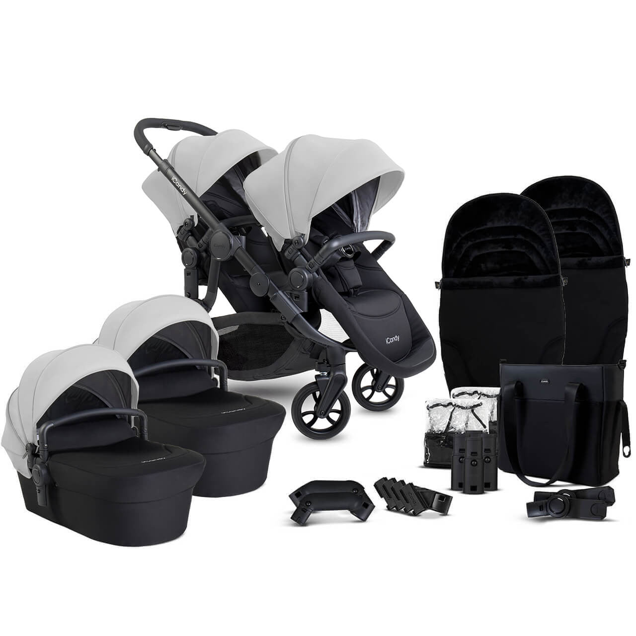 Orange 4 Twin Pushchair Bundle Jet Glacier