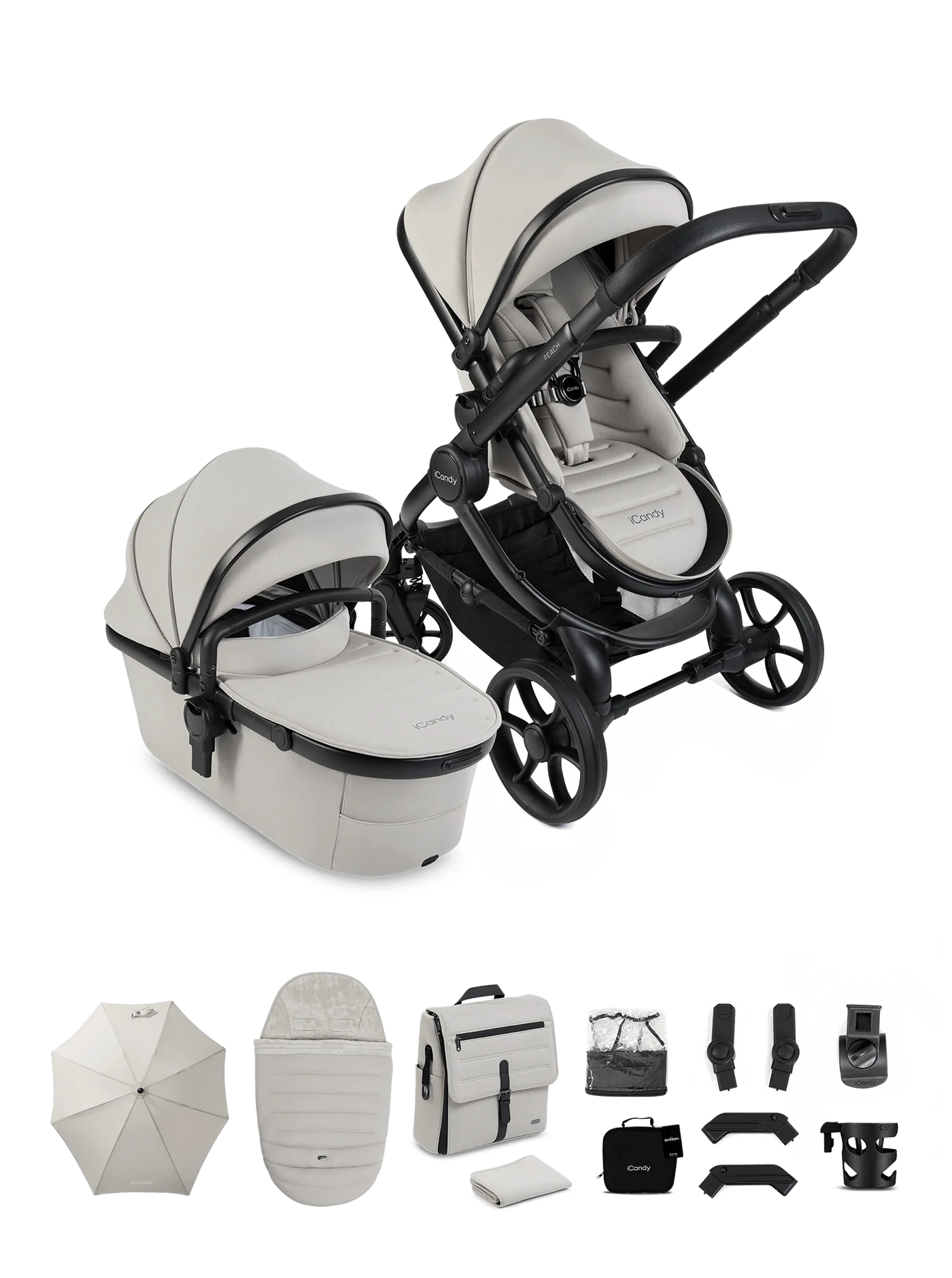 iCandy Peach 8 Taupe Pushchair and Carrycot - Pushchair Bundle