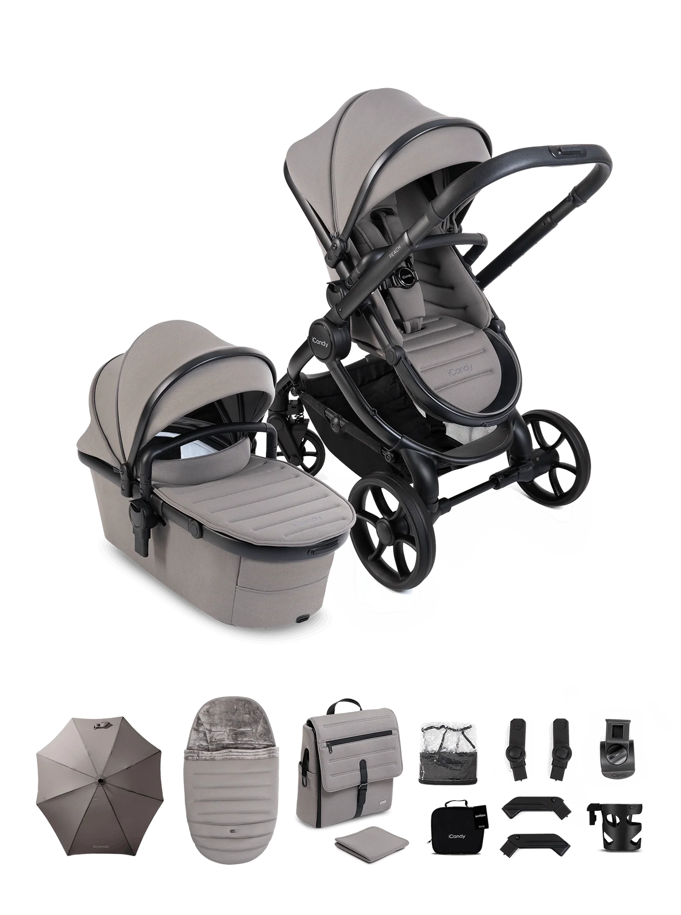 iCandy Peach 8 Porcini Pushchair and Carrycot - Pushchair Bundle