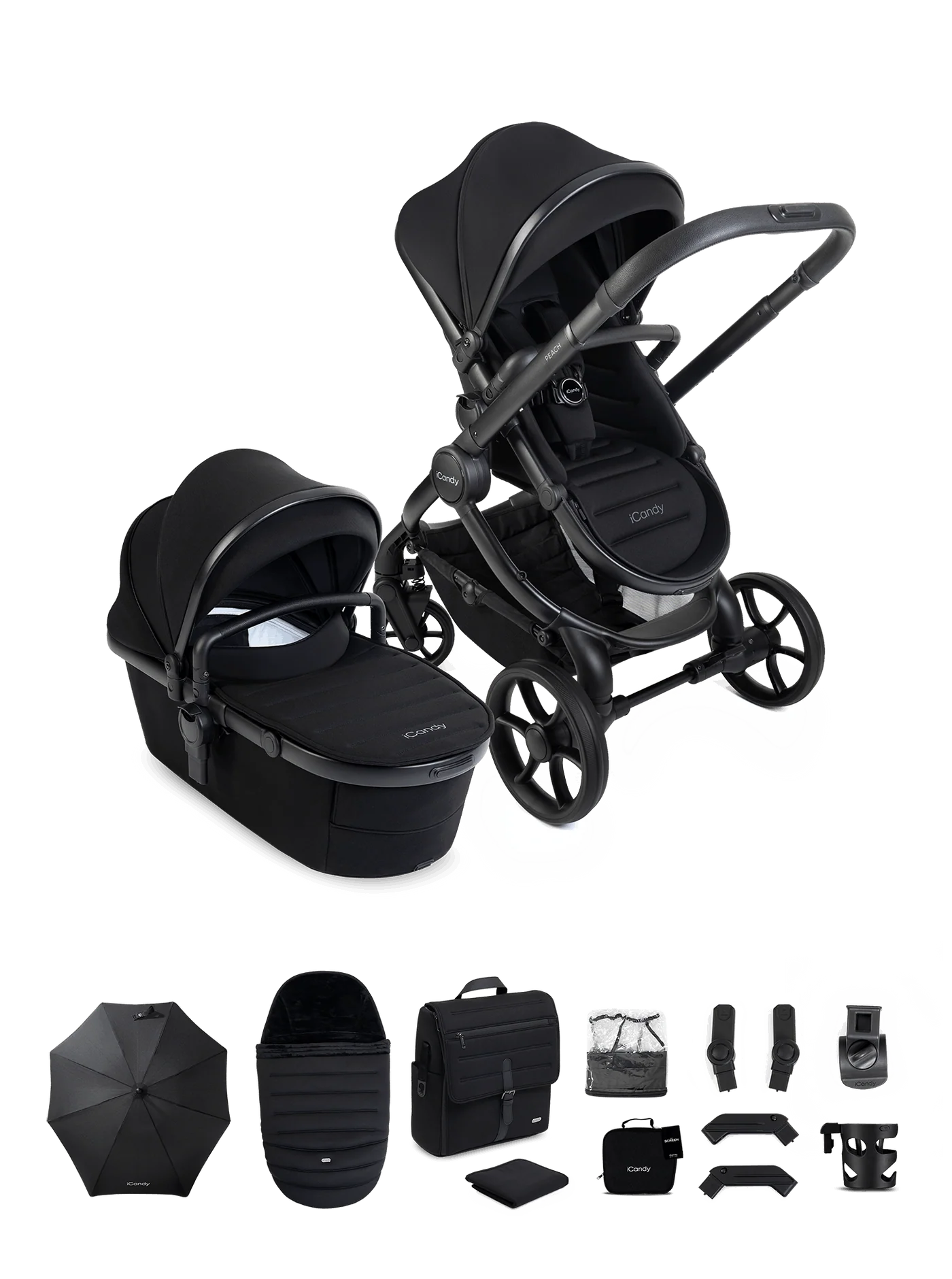 iCandy Peach 8 Black Pushchair and Carrycot - Pushchair Bundle