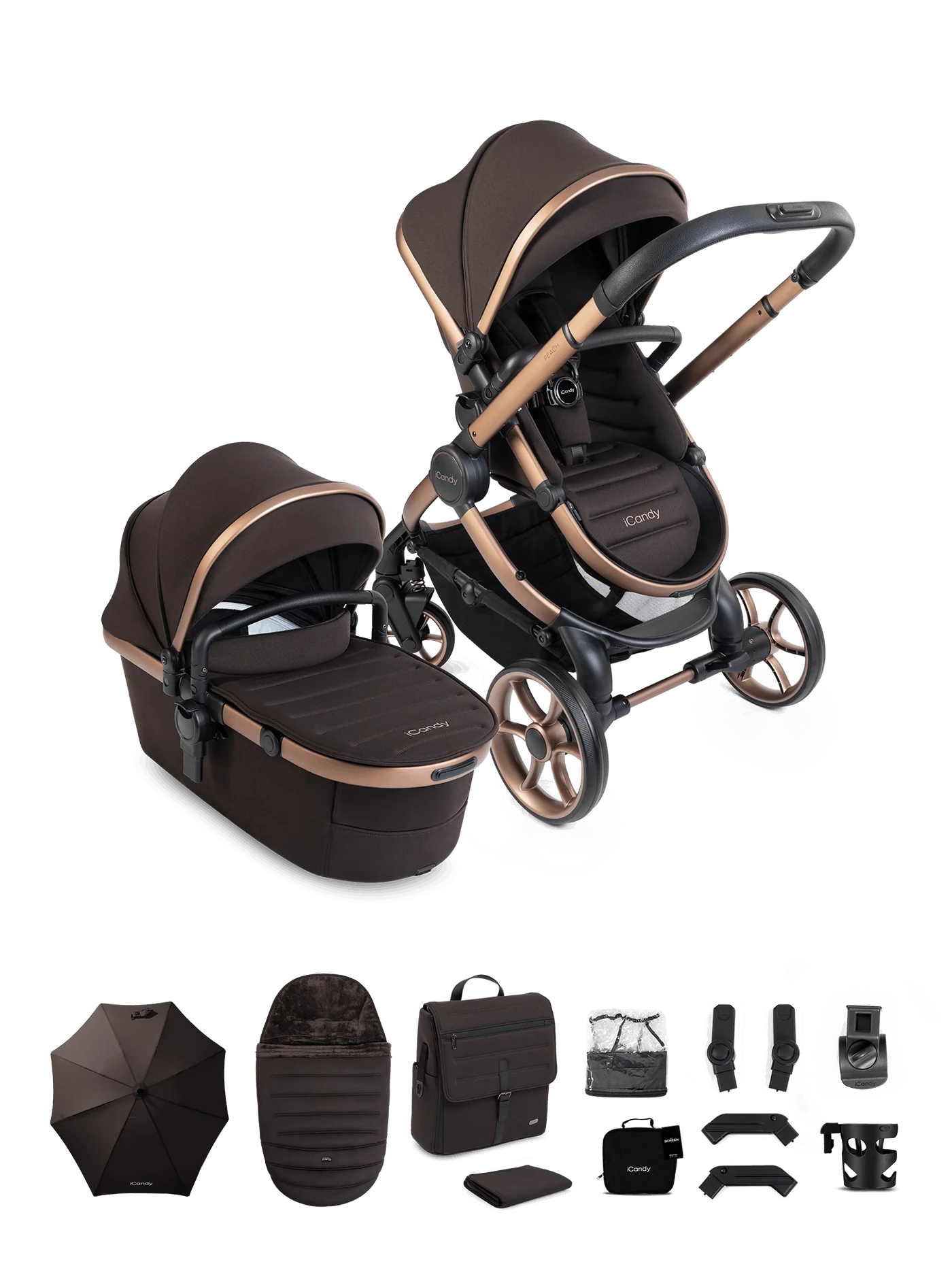 iCandy Peach 8 Pecan Pushchair and Carrycot - Pushchair Bundle