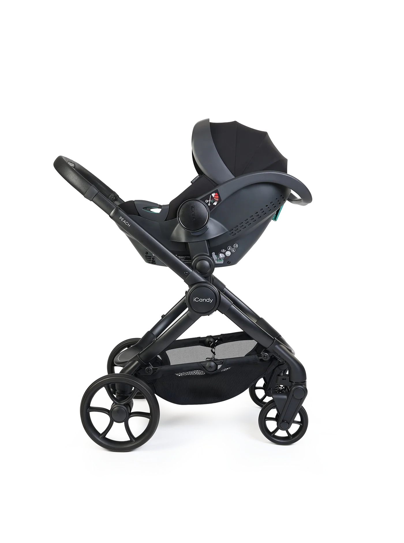 iCandy Peach 8 Black Pushchair and Carrycot - 360 Car Seat Pushchair Bundle