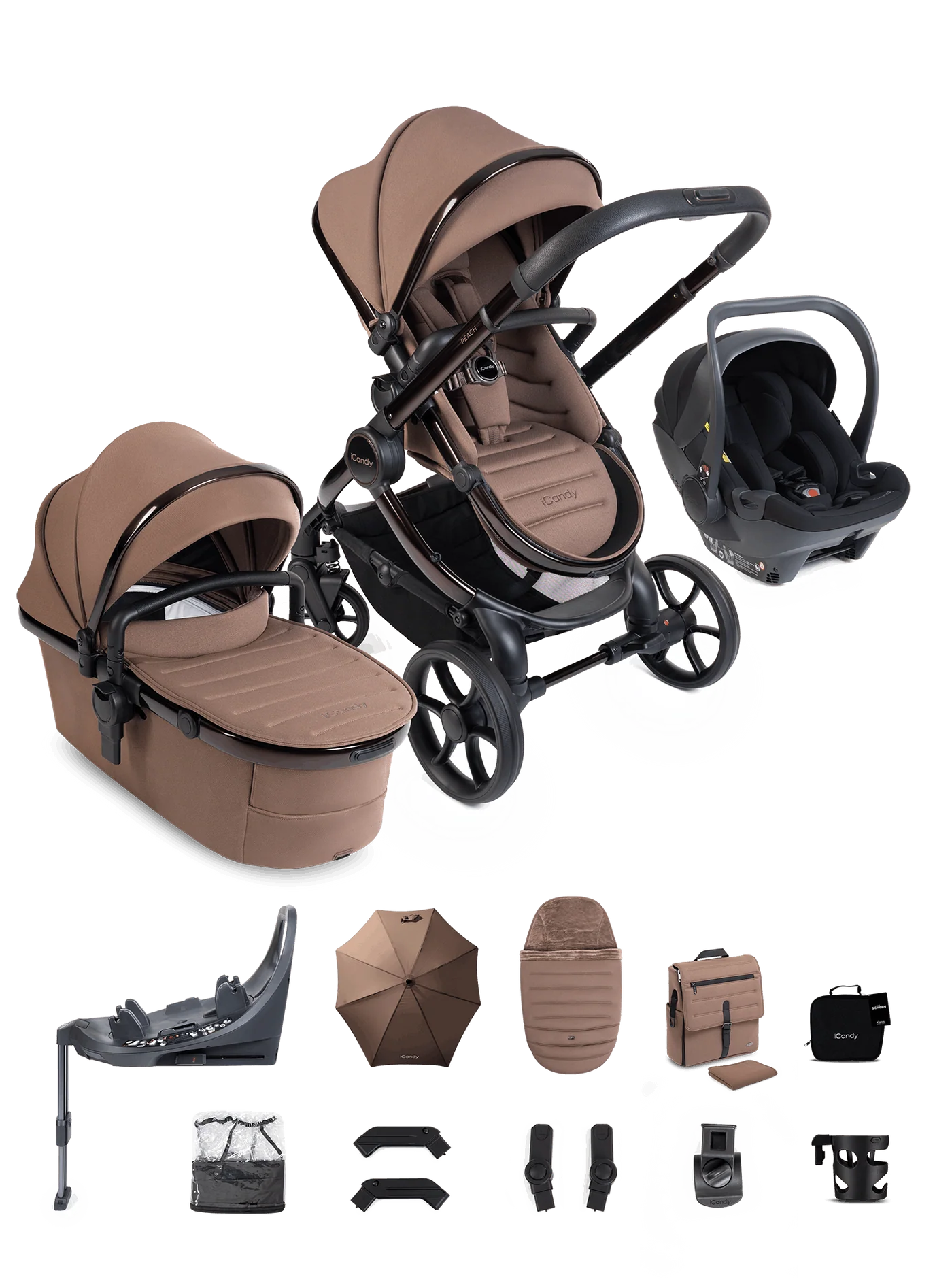 iCandy Peach 8 Coco Pushchair and Carrycot - 360 Car Seat Pushchair Bundle