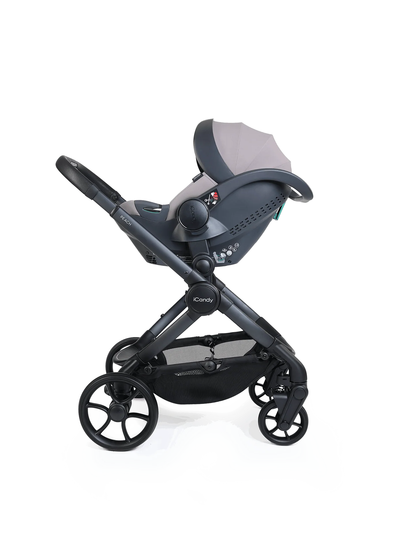 iCandy Peach 8 Grey Pushchair and Carrycot - 360 Car Seat Pushchair Bundle