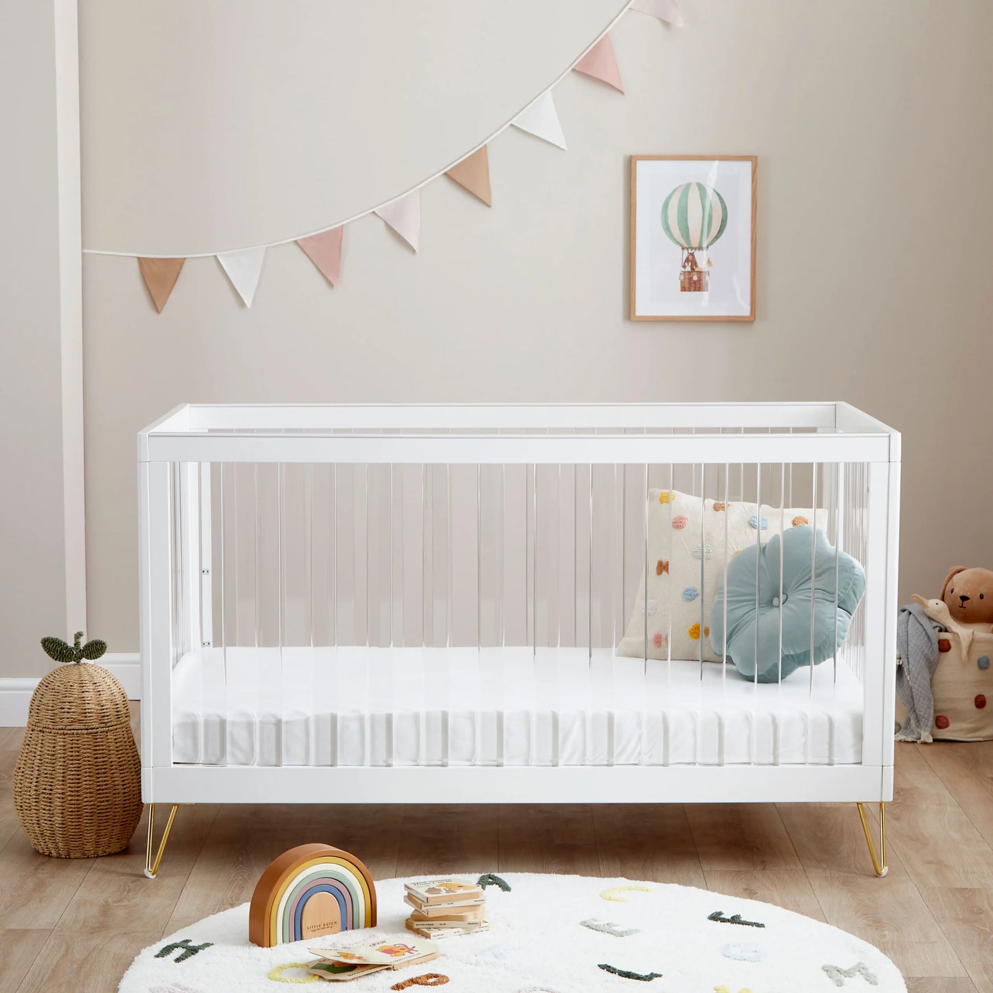 Babymore Kimi XL Acrylic 2 Piece Nursery Furniture Set