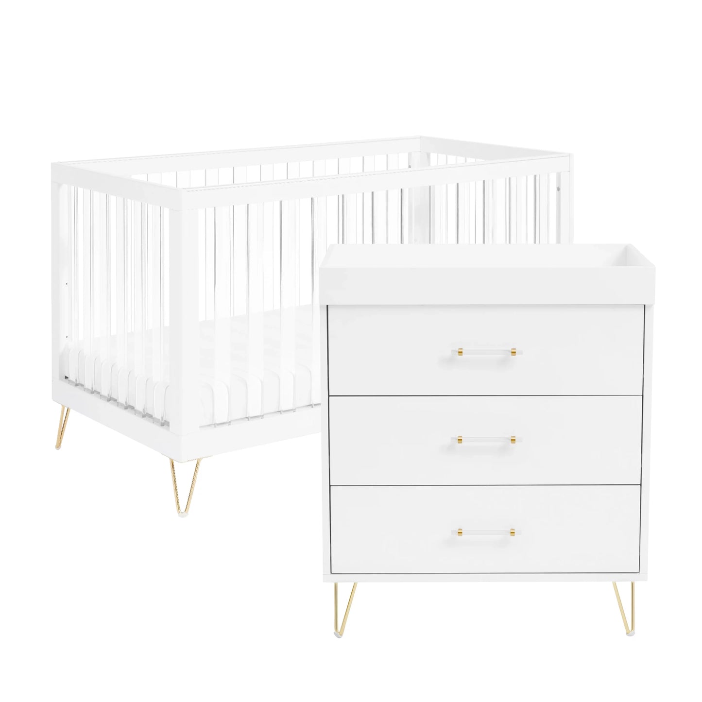 Babymore Kimi XL Acrylic 2 Piece Nursery Furniture Set