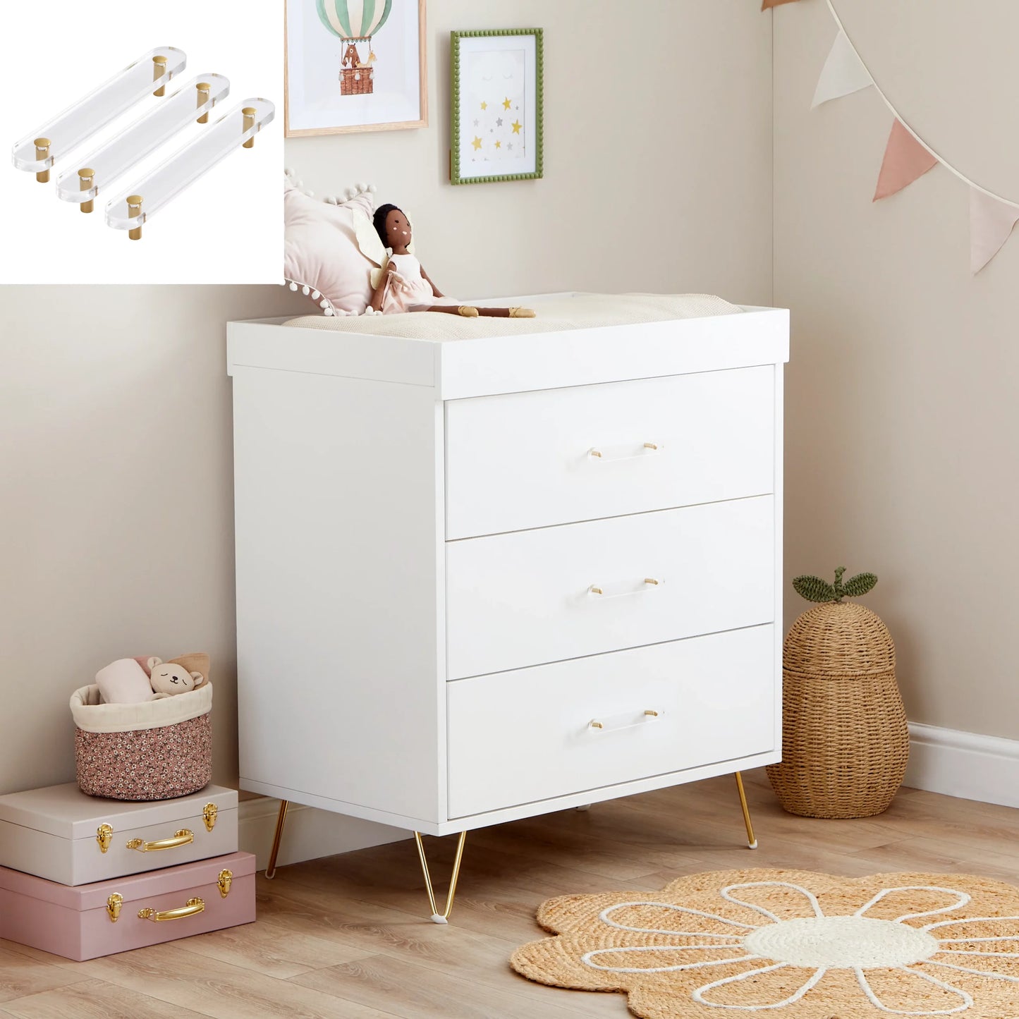 Babymore Kimi XL Acrylic 2 Piece Nursery Furniture Set