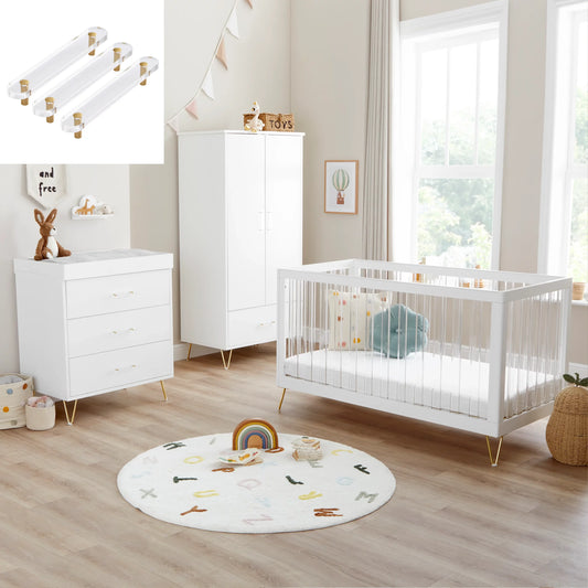 Babymore Kimi XL Acrylic 3 Piece Nursery Furniture Set