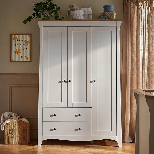 CuddleCo Clara Triple Wardrobe, White & Ash