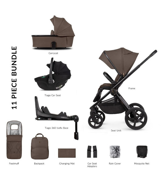 Venicci Upline 2 Travel System With Tiago 360 Car Seat & Isofix Base Brownie *Instore only