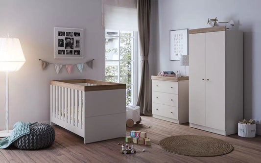 Little Acorns Burlington 3 Piece Nursery Room Set – Cashmere/Truffle Oak