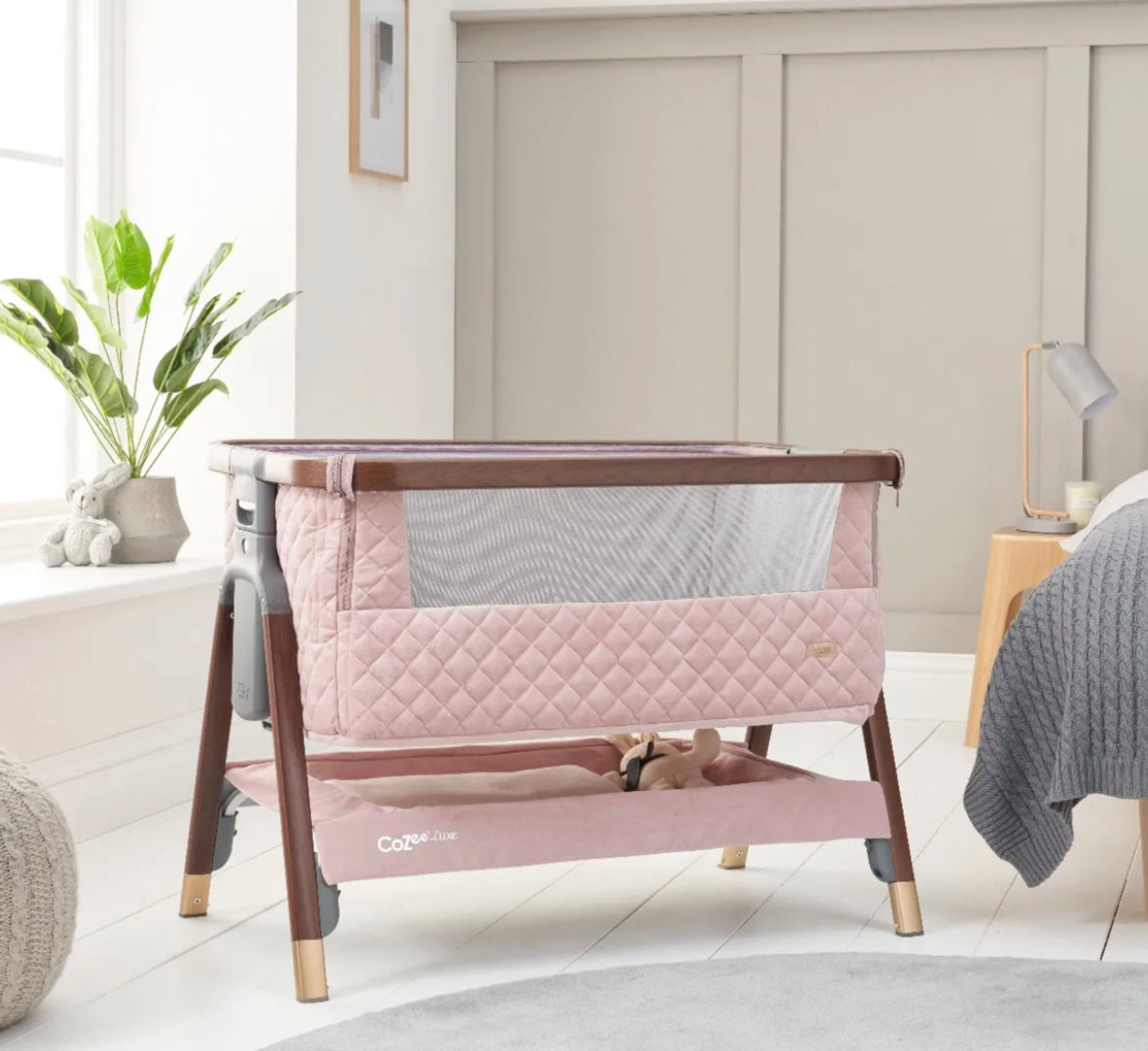 Tutti Bambini CoZee Luxe Bedside Crib - Blush Pink