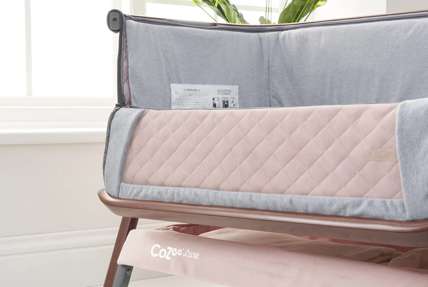 Tutti Bambini CoZee Luxe Bedside Crib - Blush Pink