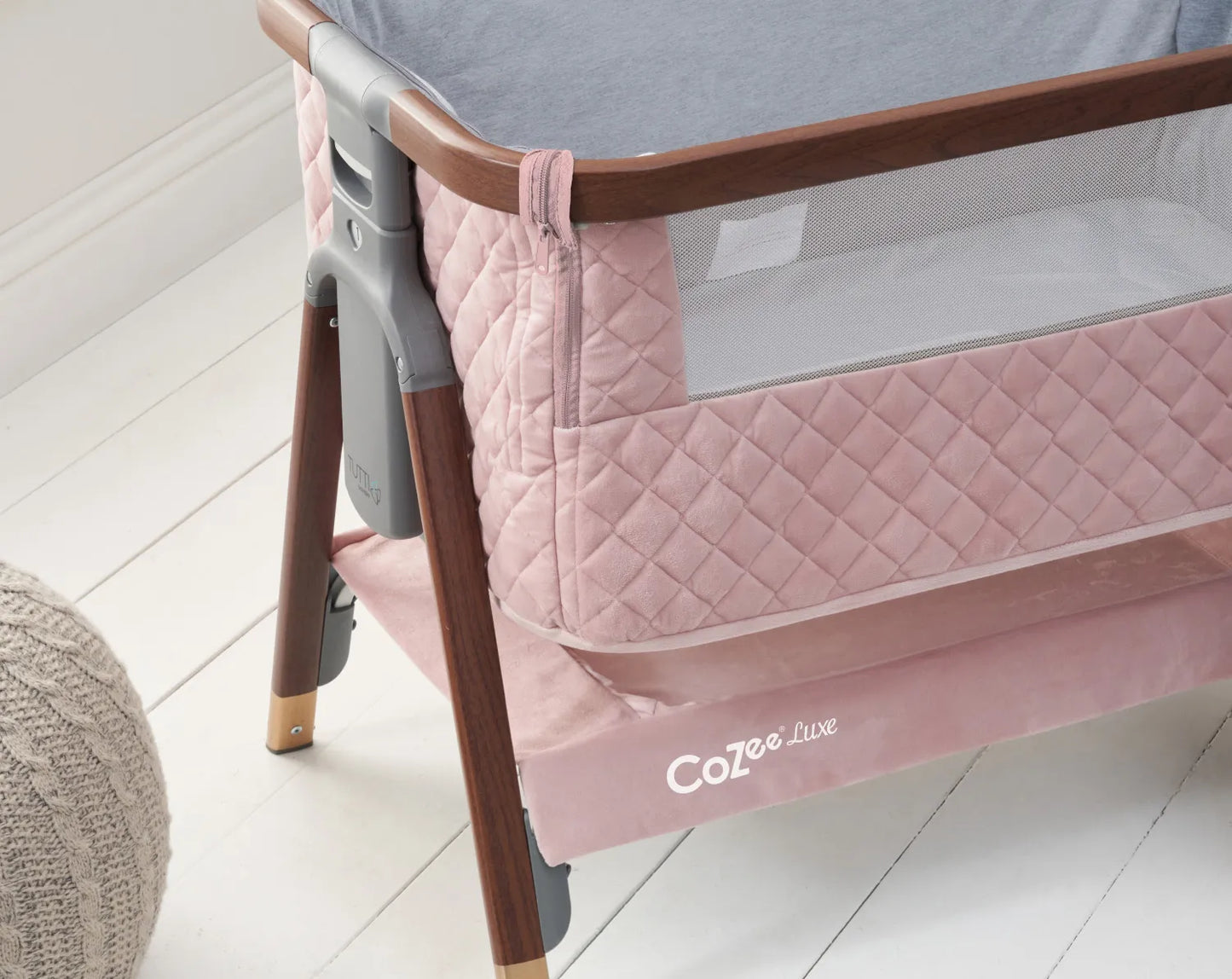 Tutti Bambini CoZee Luxe Bedside Crib - Blush Pink