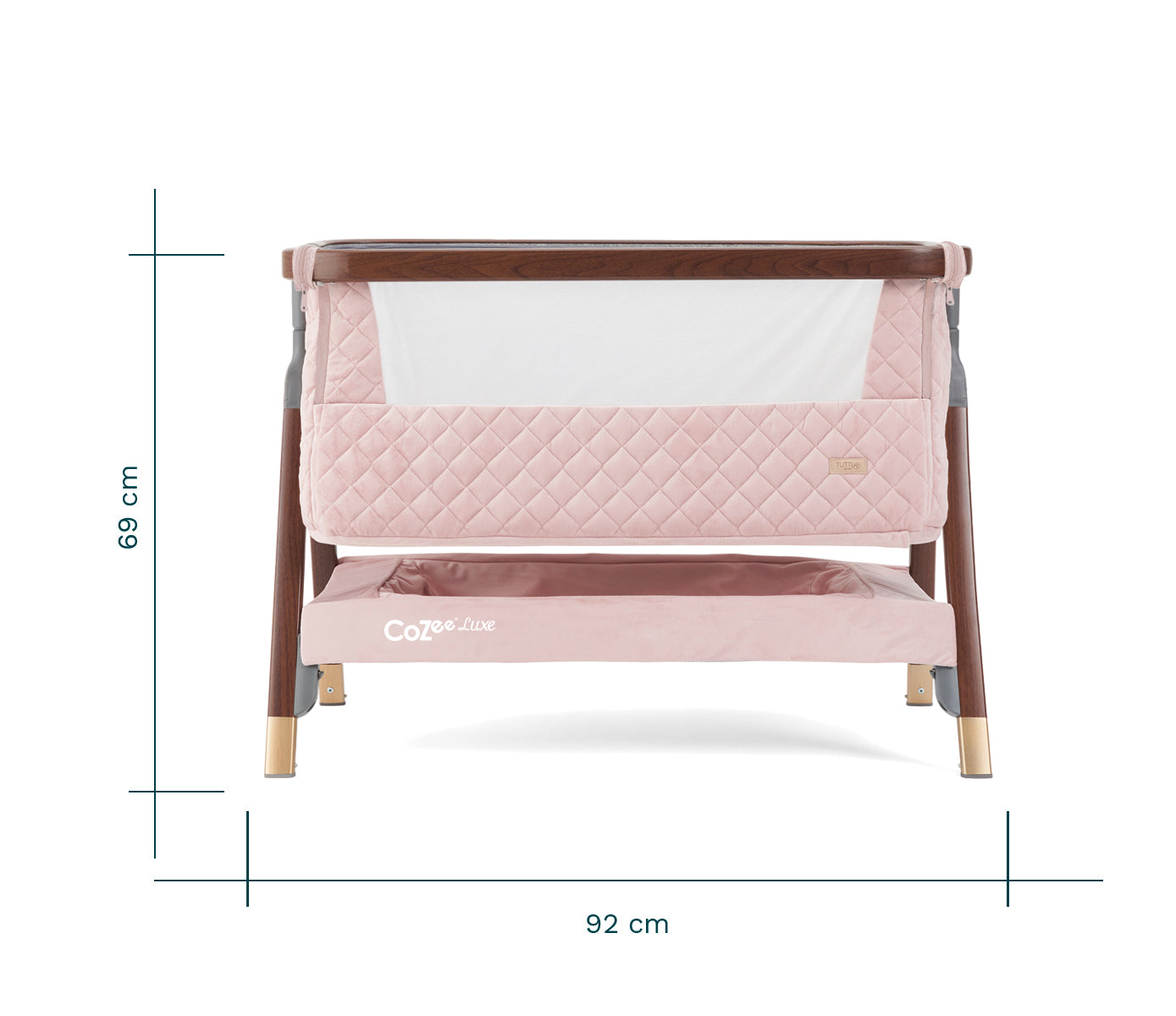 Tutti Bambini CoZee Luxe Bedside Crib - Blush Pink