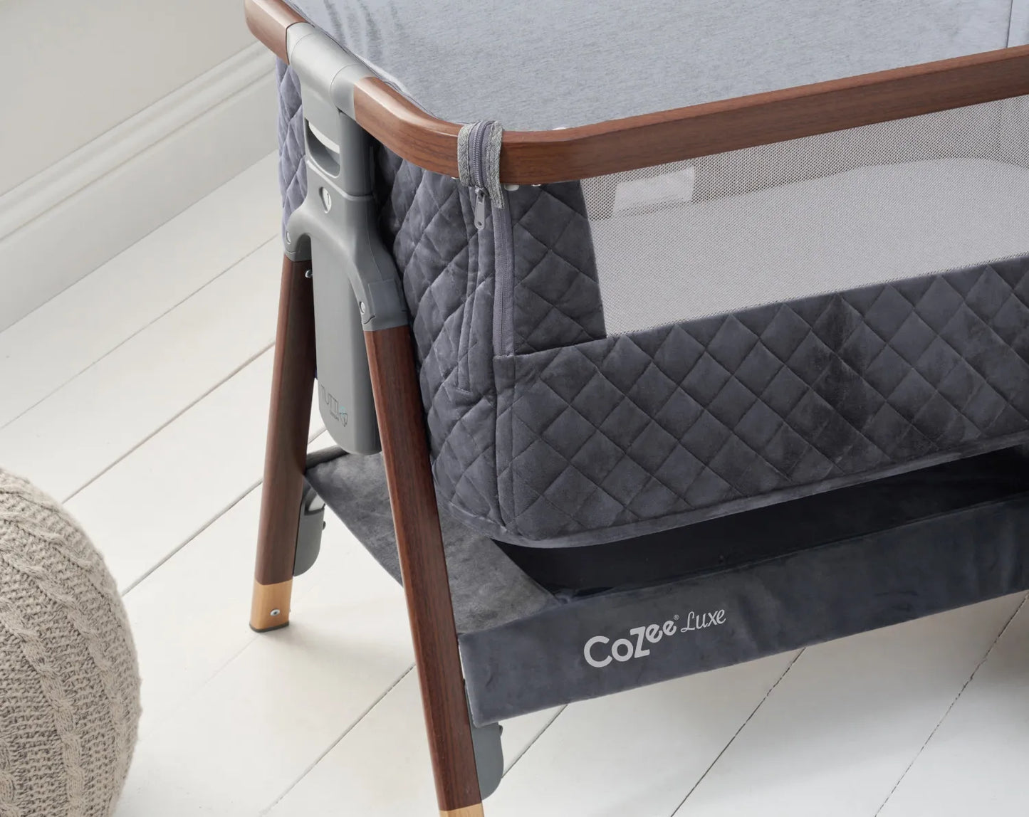 Tutti Bambini CoZee Luxe Bedside Crib - Slate Grey