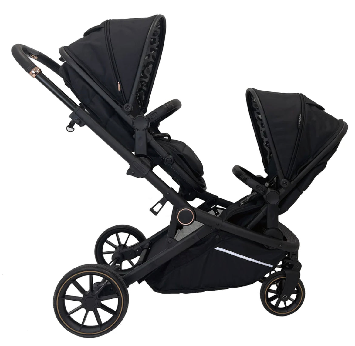 My babiie MB33 Dani Dyer Black Leopard Tandem Pushchair