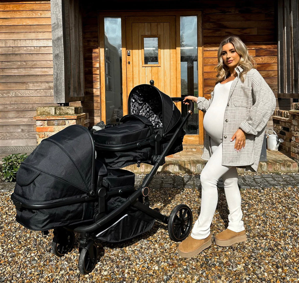 My babiie MB33 Dani Dyer Black Leopard Tandem Pushchair