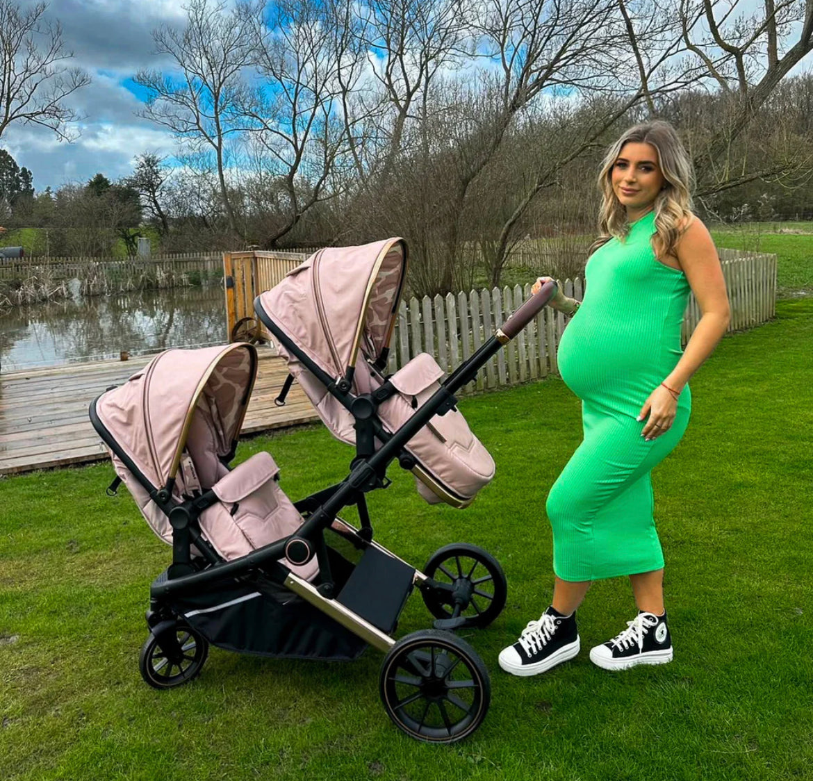 My babiie MB33 Dani Dyer Giraffe Tandem Pushchair