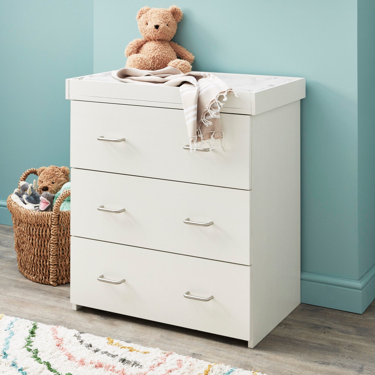 Babymore Caro Nursery Chest Changer – White Wash