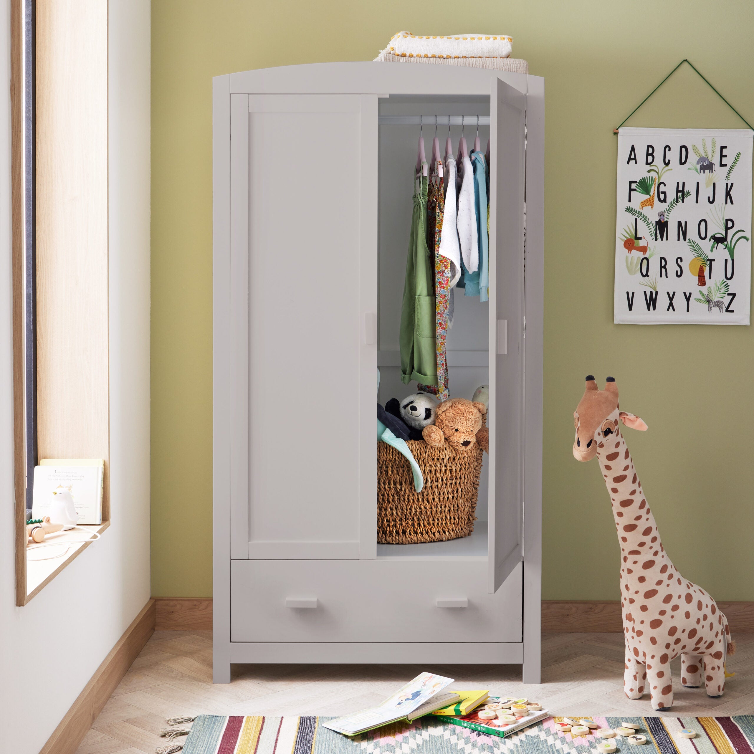 Grey nursery wardrobe best sale