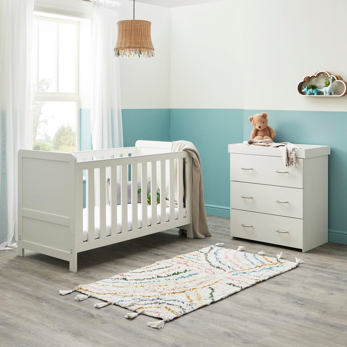 Babymore Caro 2 Piece Nursery Room Set – White Wash