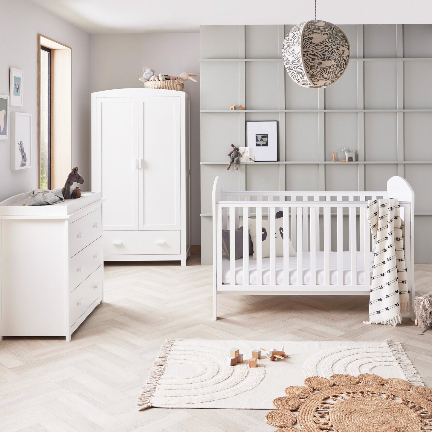 Babymore Aston 3 Piece Nursery Room Set – white