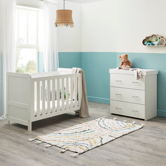 Babymore Caro Mini 2 Piece Nursery Room Set – White Wash