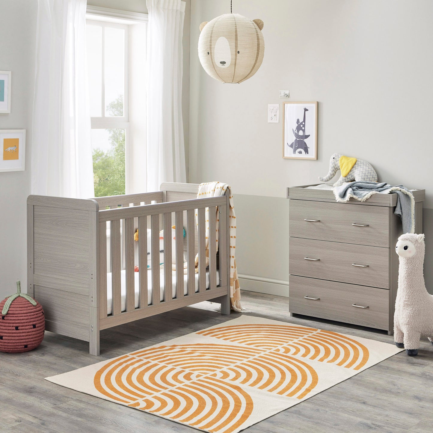 Babymore Caro Mini 2 Piece Nursery Room Set – Grey Wash