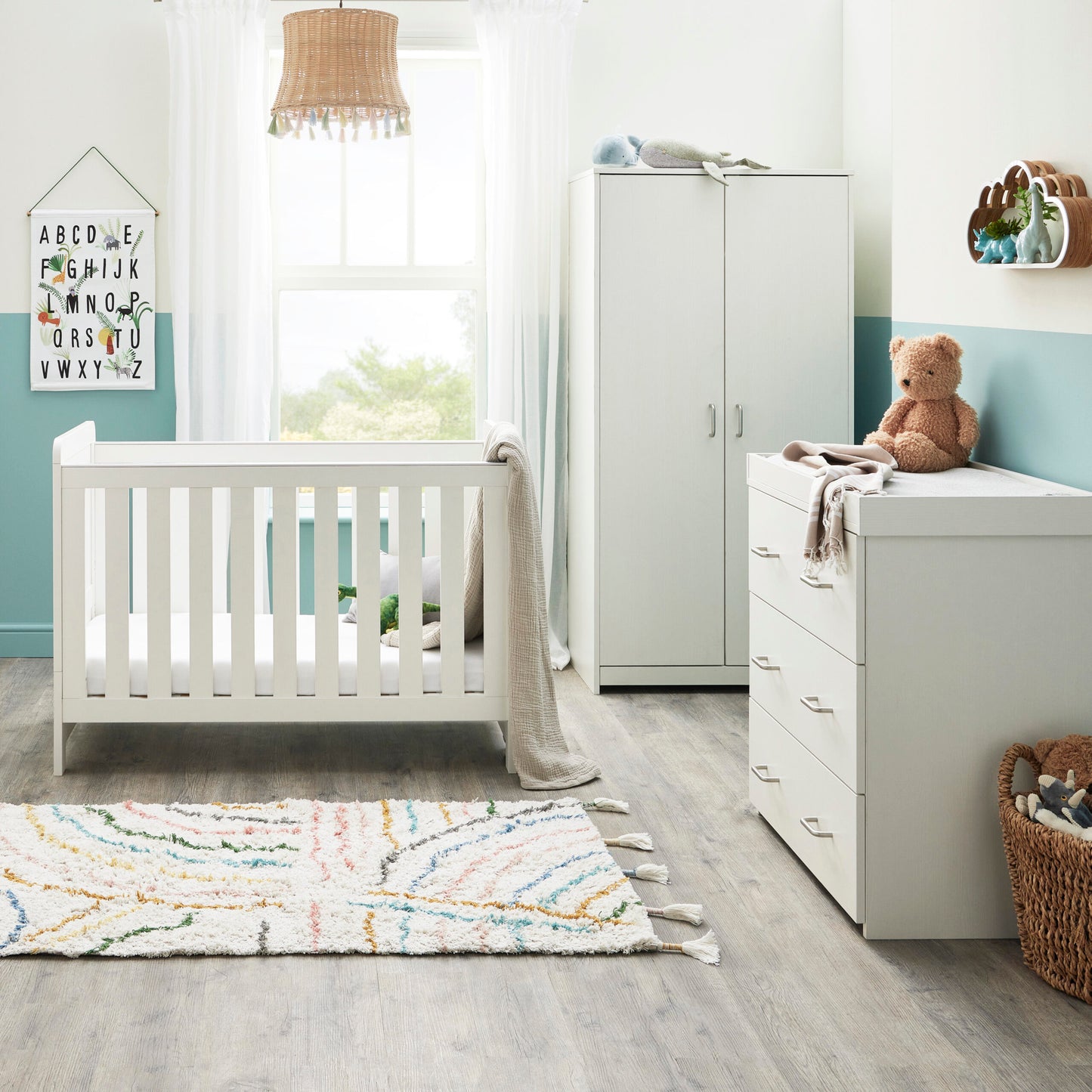 Babymore Caro Mini 3 Piece Nursery Room Set – White Wash