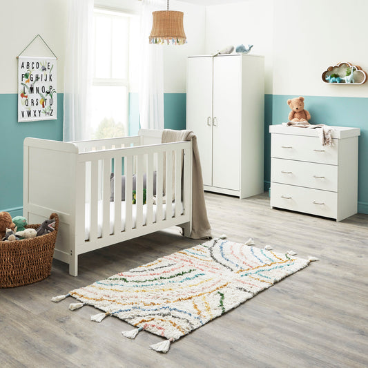 Babymore Caro Mini 3 Piece Nursery Room Set – White Wash