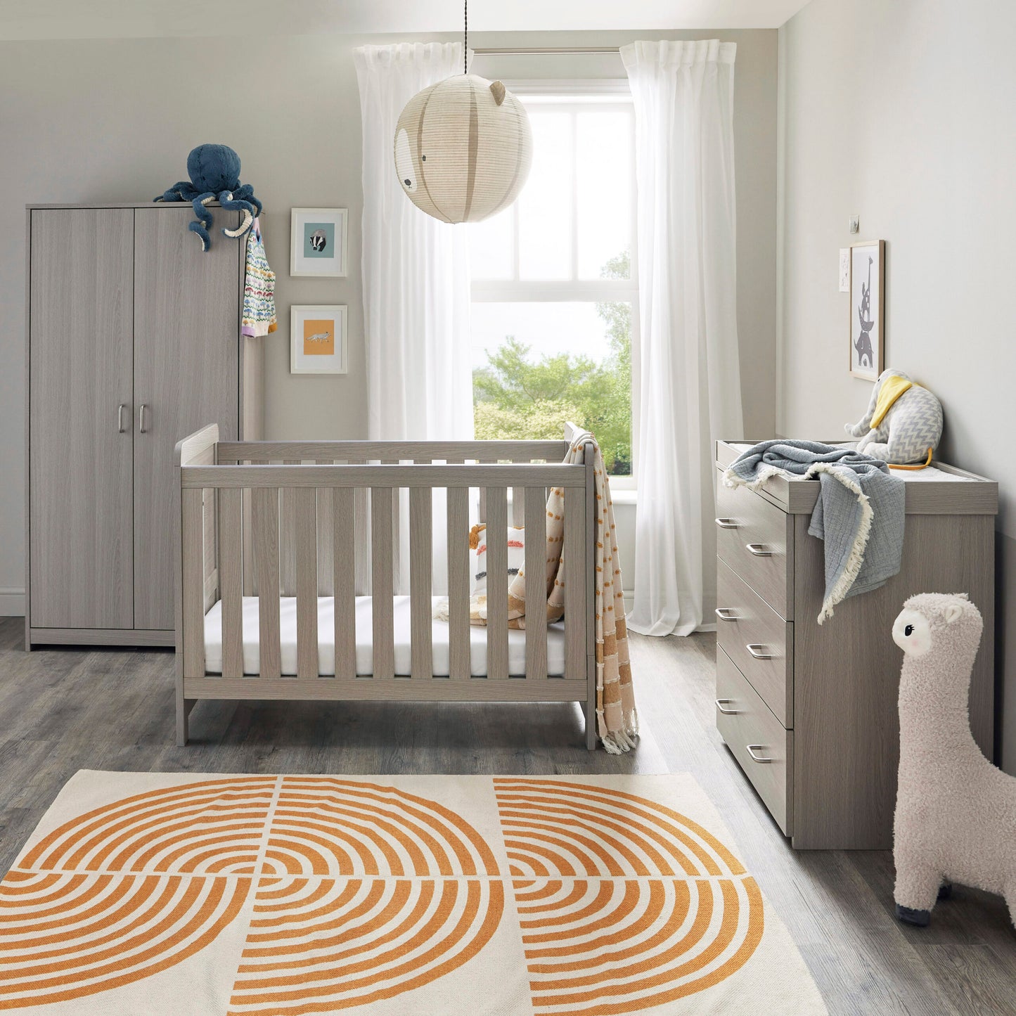 Babymore Caro Mini 3 Piece Nursery Room Set – Grey Wash