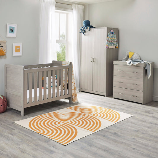 Babymore Caro Mini 3 Piece Nursery Room Set – Grey Wash