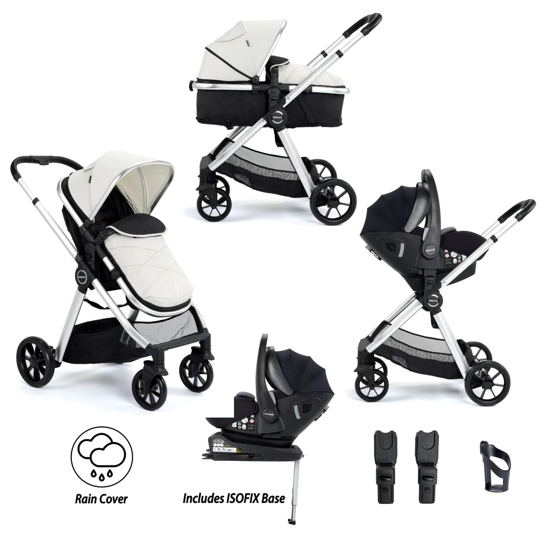 Babymore Mimi Travel System Pecan i-Size Car Seat with ISOFIX Base – Silver *Feb offer