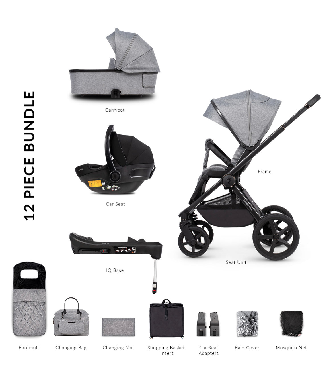 Venicci Tinum Upline 3in1 & Isofix base -  Classic Grey